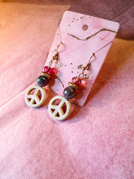 White Howlite Peace Dangles