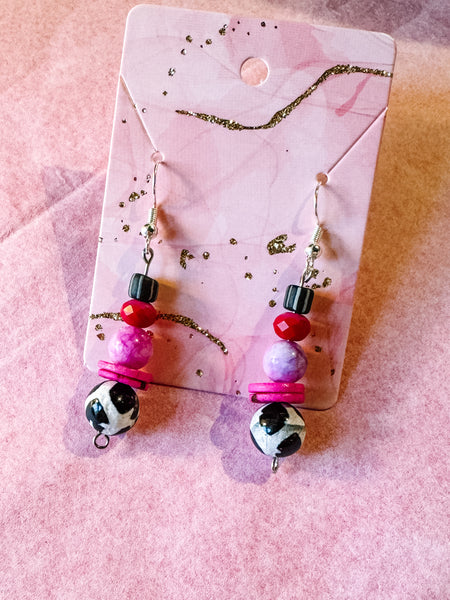 Red & Pink Drop Earrings