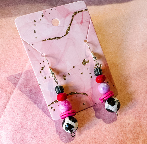 Red & Pink Drop Earrings