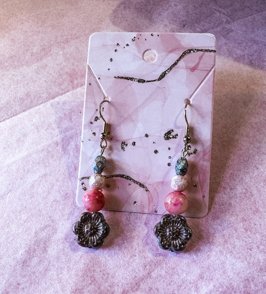 Metallic Flower Drop Earrings