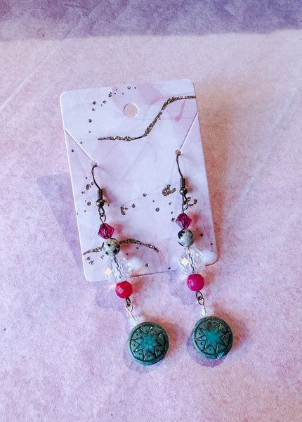 Turquoise & Pink Star Dangles