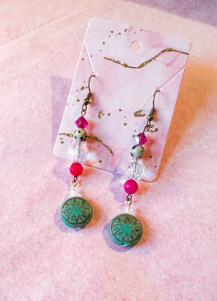 Turquoise & Pink Star Dangles