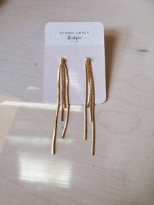 Gold Metal Chain Drop Earrings