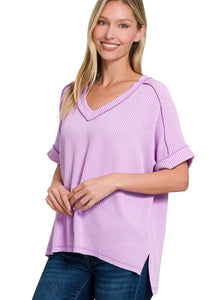 Lavender Ribbed Knit Top