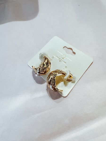 Gold Textured Hoop Earrings