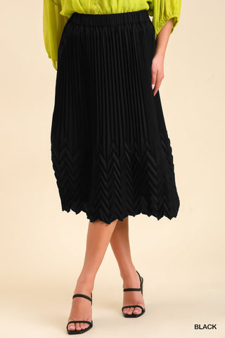 Black Pleated Midi Skirt