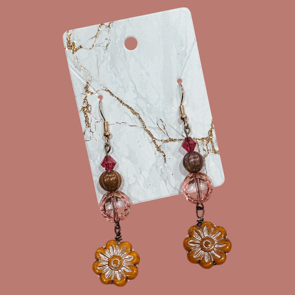 Daisy & Pink Mix Floral Drop Earrings
