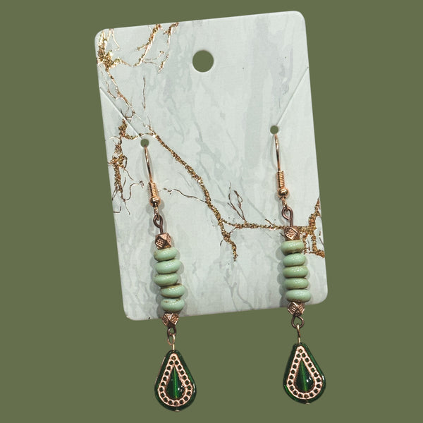 Green & Mint Drop Earrings