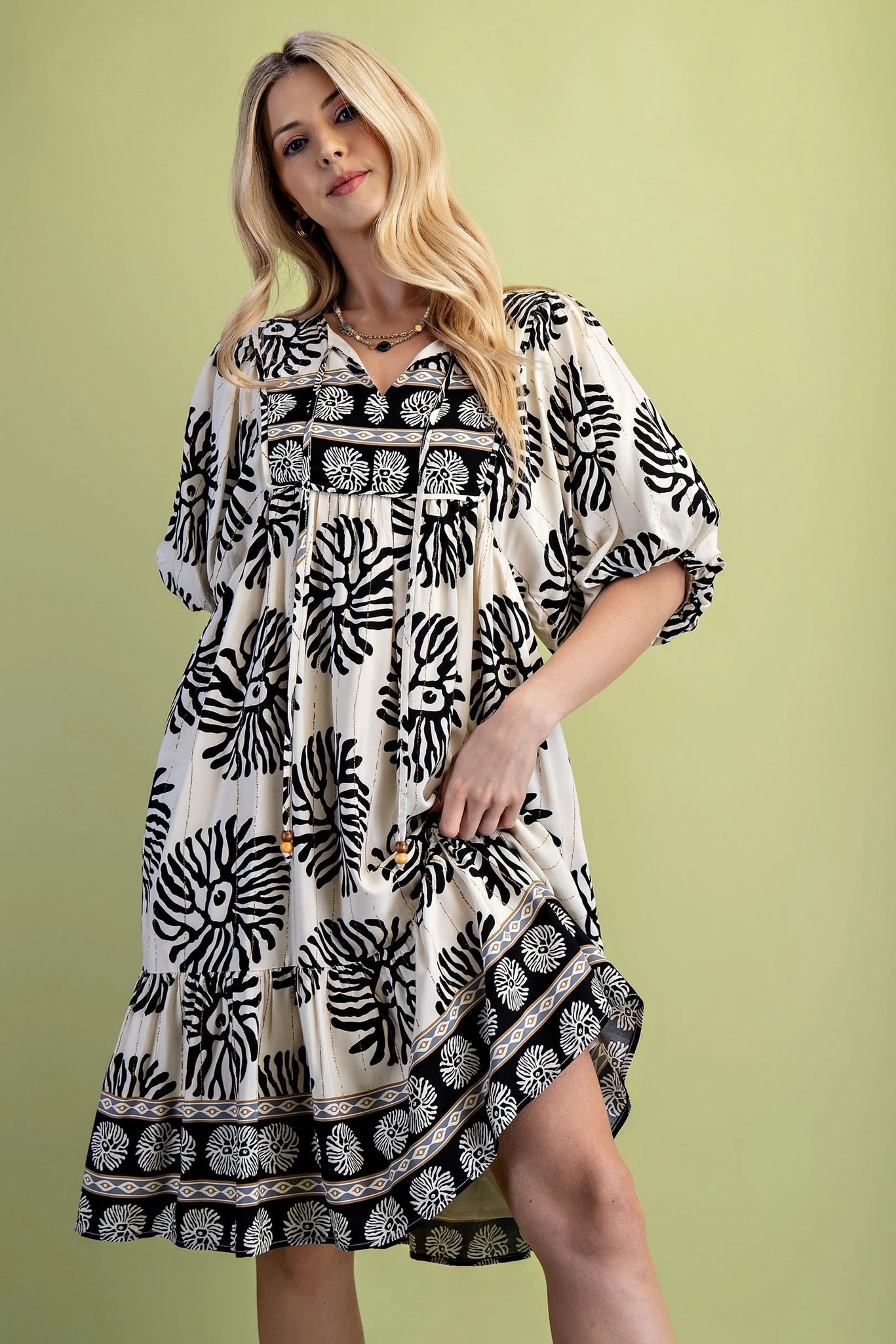 Black & White Boho Mix Dress
