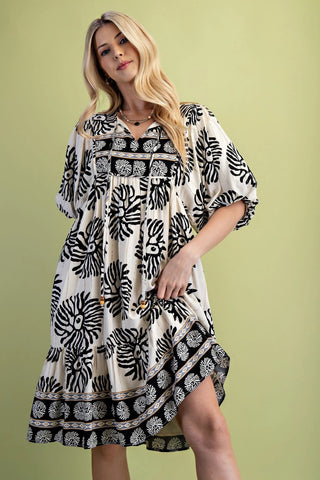 Black & White Boho Mix Dress