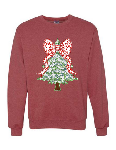 Heather Red Bow Tree Sweatshirt