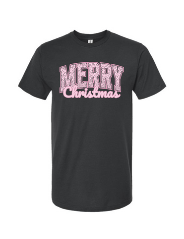 Pink & Black Merry Christmas Tee