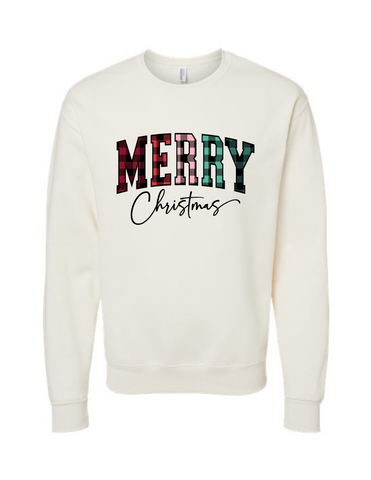 Sweet Cream Plaid Merry Sweatshirt