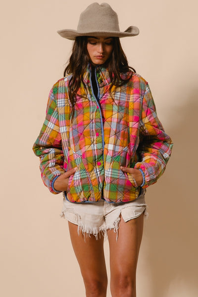 Multicolored Quilted Plaid Jacket PREORDER