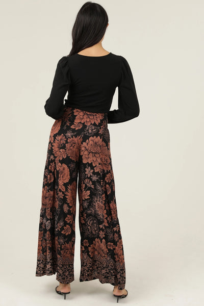 Paige Black Floral Boho Pants
