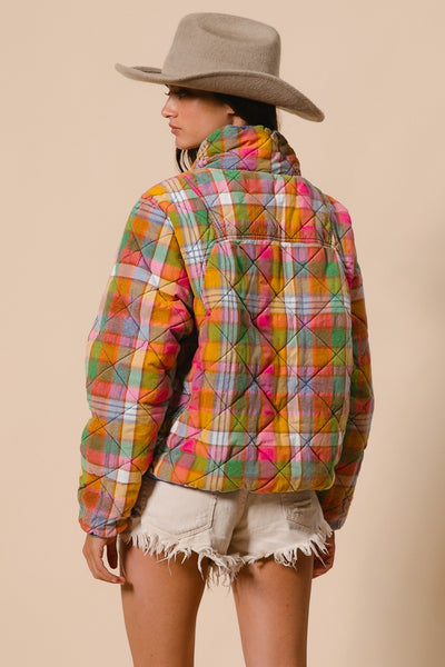 Multicolored Quilted Plaid Jacket PREORDER