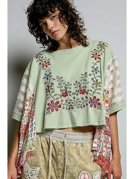Aurora Embroidered Floral Boho Top