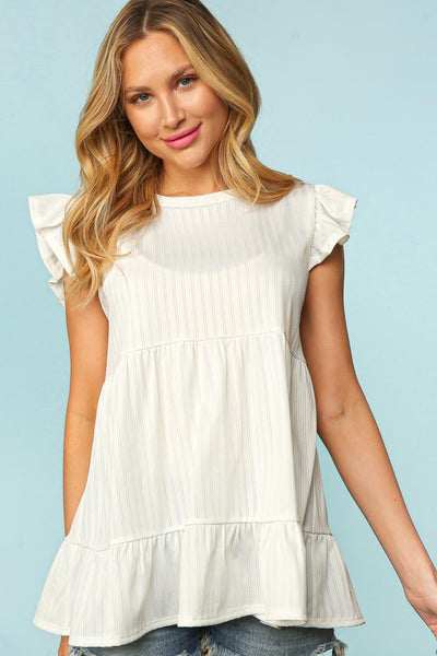 White Babydoll Frill Tiered Top