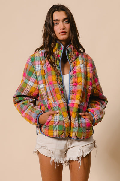 Multicolored Quilted Plaid Jacket PREORDER