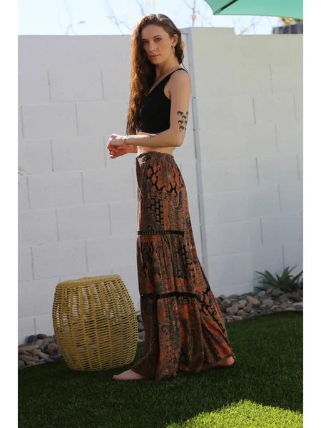 Mae Black Paisley Floral Boho Pants