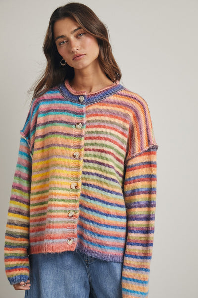 Loralie Rainbow Button Up Cardigan