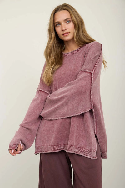 Blair Burgundy Crewneck Oversized Sweater