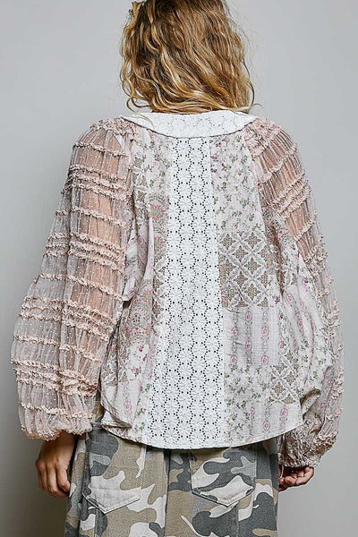 Ella Soft Pink Lace Contrast Top