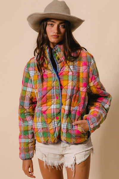 Multicolored Quilted Plaid Jacket PREORDER