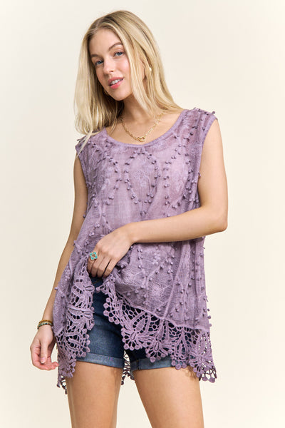 Purple Crochet Lace Top