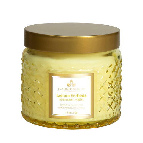 Lemon Verbena 11oz Faceted Glass Jar Soy Candle