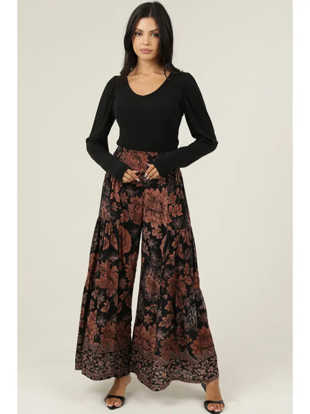 Paige Black Floral Boho Pants
