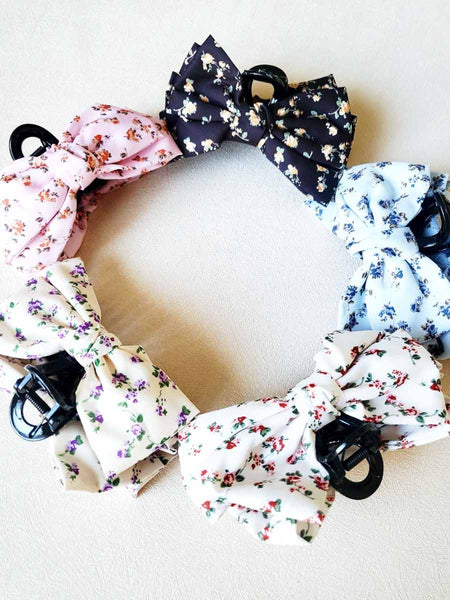 Floral Mix Bow Hair Claw