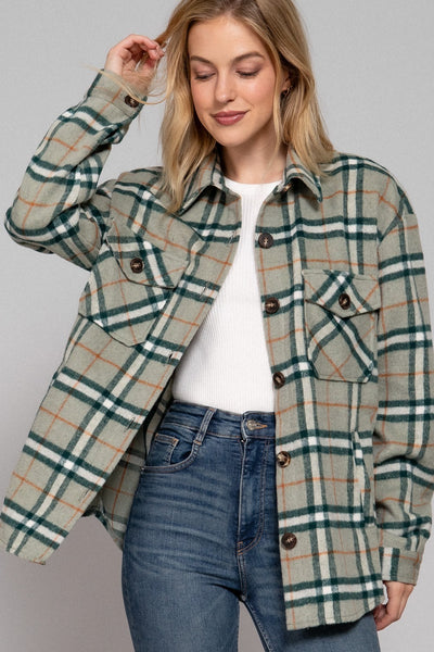 Sage & Teal Green Plaid Shacket