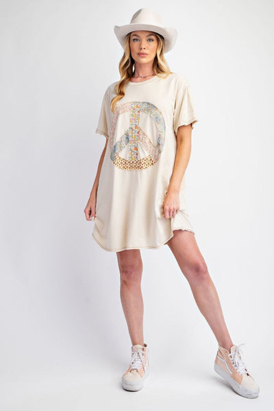 Ecru Peace Patch T-shirt Dress