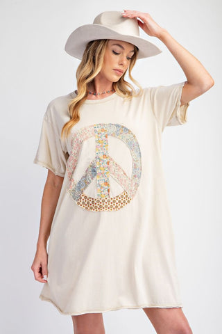 Ecru Peace Patch T-shirt Dress