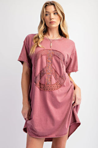 Plum Peace Patch T-shirt Dress