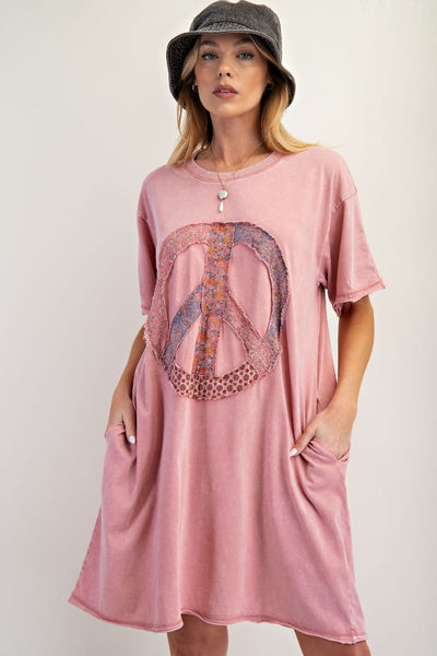 Bridal Rose Peace Patch T-shirt Dress