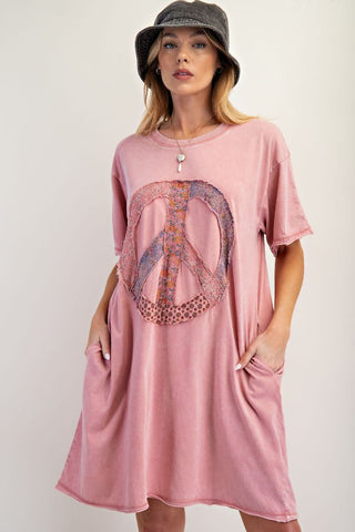 Bridal Rose Peace Patch T-shirt Dress