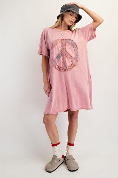 Bridal Rose Peace Patch T-shirt Dress