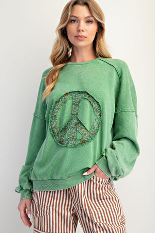 Juniper Green Peace Crew Pullover