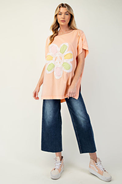 Peach Floral Peace Lace Top