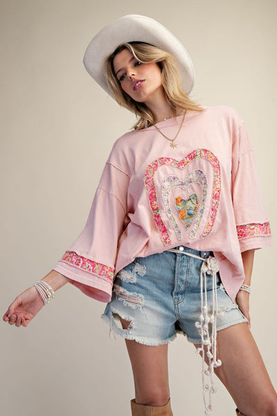 Light Pink Heart Patch Top