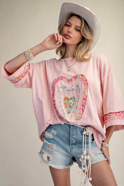Light Pink Heart Patch Top