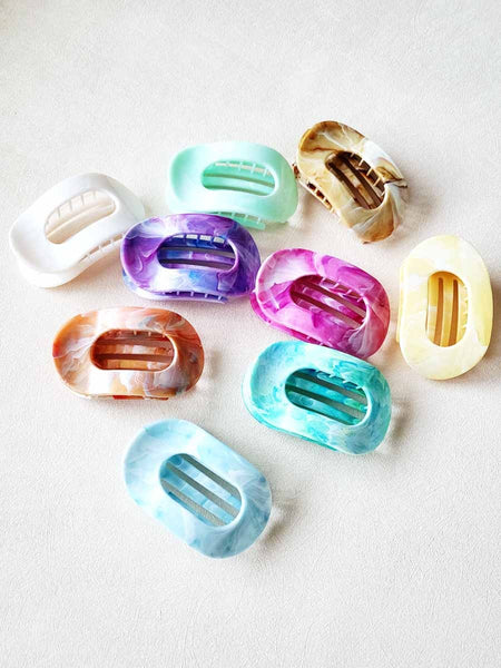 Marbled Pastel Flat Hair Claw