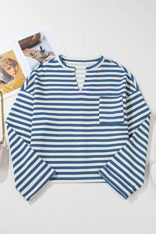 Blue Striped Knit Top