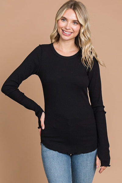 Black Crew Neck Fitted Top