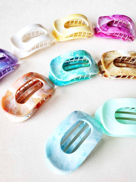 Marbled Pastel Flat Hair Claw