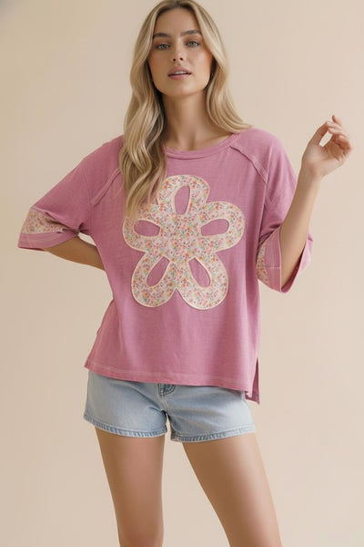 Dusty Pink Flower Patch Top