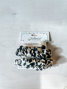 Taupe Leopard Scrunchie & Clip Set