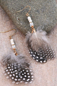 Grey & Black Feather Earrings